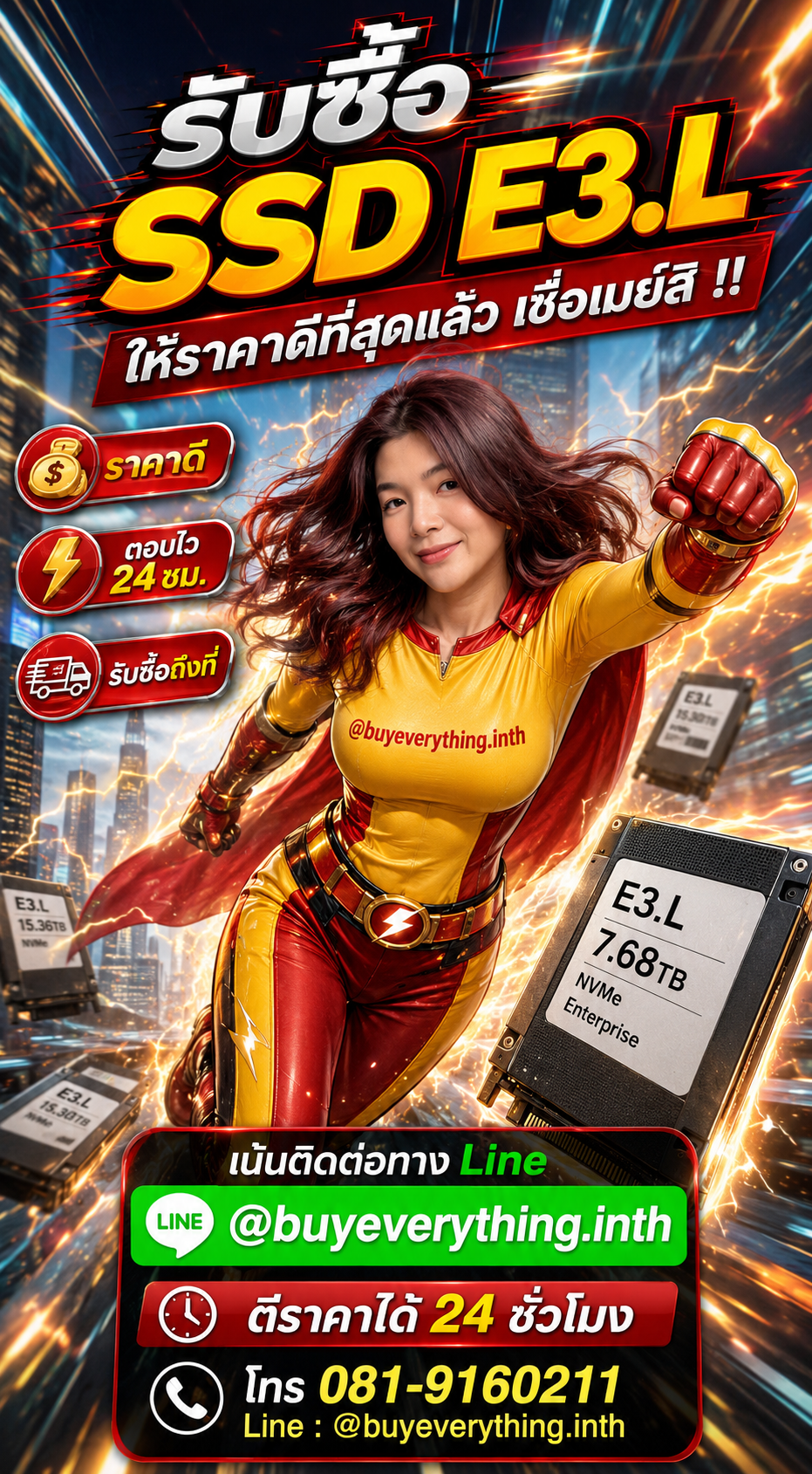 รับซื้อ SSD E3.L รับซื้อไม่จำกัดชิ้น ตีราคาไว